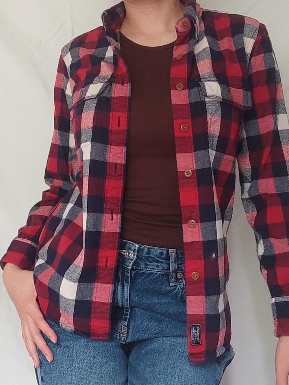 Abercrombie & Fitch Red White and Black Flannel